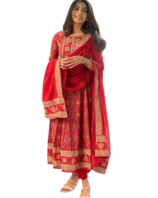 Charming in Cotton ? Embroidered Floral Printex Dress for Women (M)