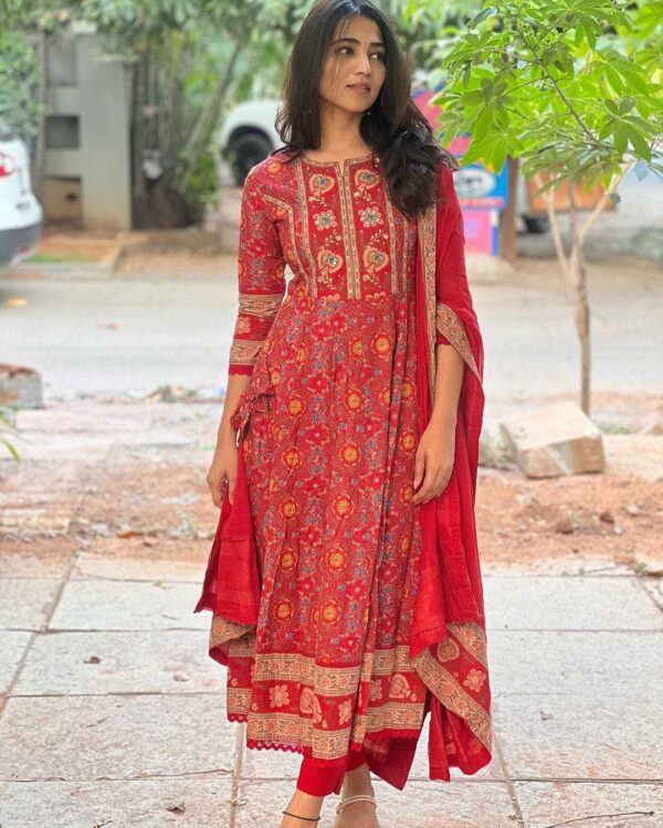 Charming in Cotton ? Embroidered Floral Printex Dress for Women (M) - Image 3
